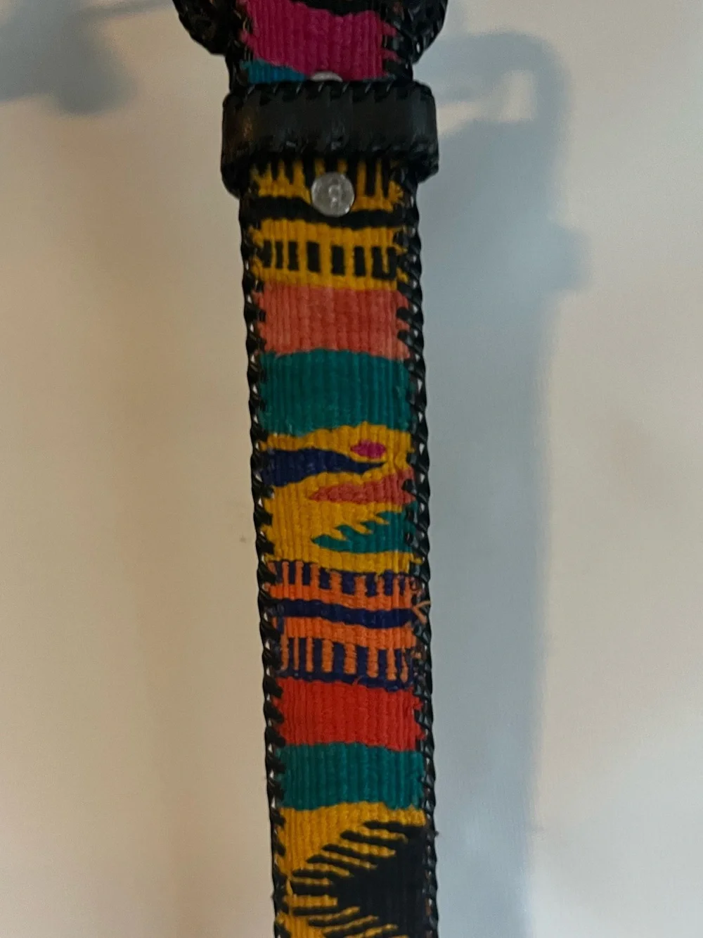 Handwoven Multicolor Woven Leather-Trim Belt
